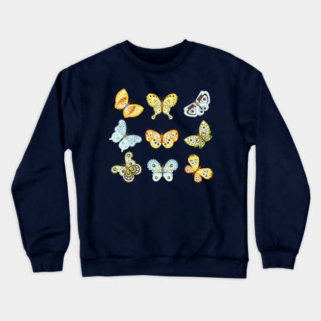 fantastic butterflies hand drawn Crewneck Sweatshirt by Mako Design 